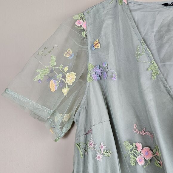 Bloomchic Floral Embroidered Size 12 Green Spring Wedding Bridesmaid Pockets - Picture 8 of 16